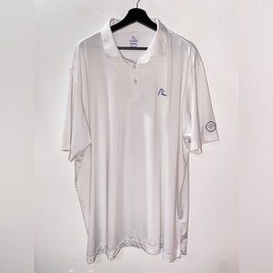 Rhoback Polo Shirt Men’s 3XL White Performance Logo Golf Preppy Wicking Stretch